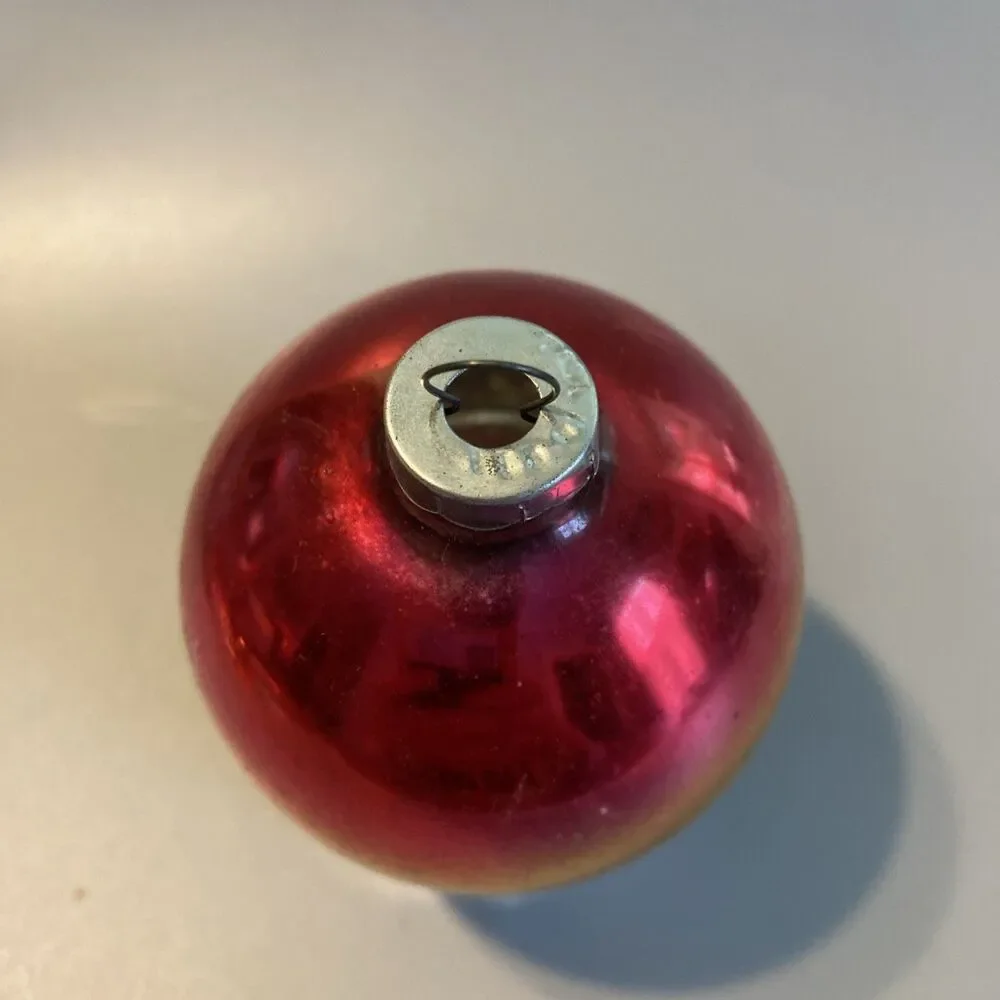 Vintage Christmas Ombre Glass Ornament Hand Made In USA Blue Red Pink Gold Fade